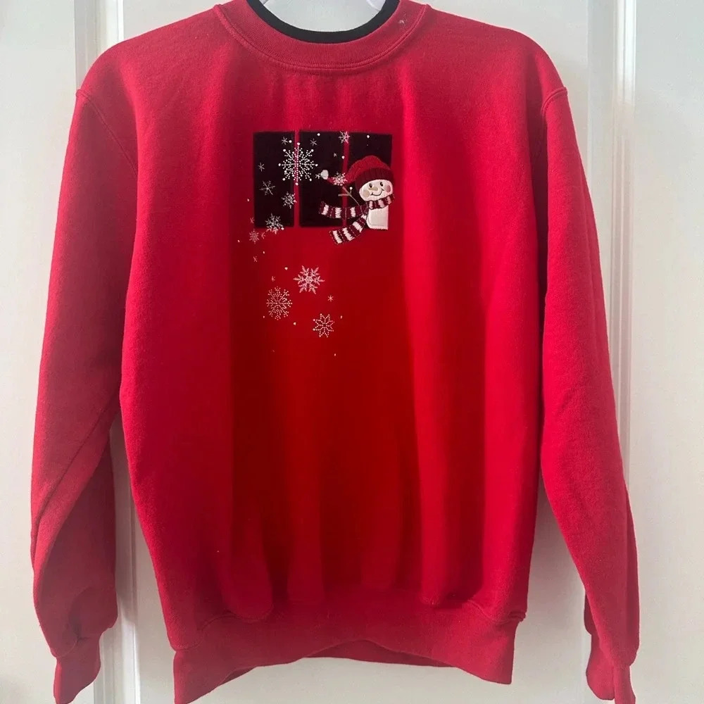Top Stitch Women's Red Jumper vintage granny grandma preppy medium cozy